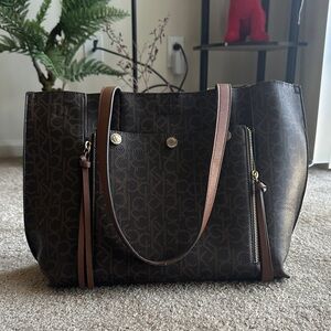 Calvin Klein Dark Brown Monogram Tote